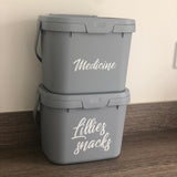 Personalised Custom 4cm Tall Any Wording Recycle Box Caddy Bin Organise Sticker Vinyl Labels - Assorted Fonts (See Second Image)