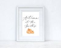 Personalised Autumn At The Surname Pumpkin Autumn 2021 Seasonal Wall Home Decor Print