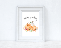 Autumn Is Calling Floral Pumpkins Autumn 2021 Seasonal Wall Home Decor Print