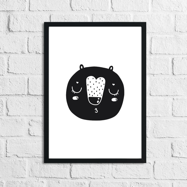 Scandinavian Bear Children's Nursery Room Wall Decor Print