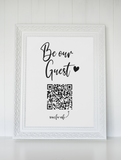 Personalised Be Our Guest Heart Wifi QR Scan Home Wall Decor Print