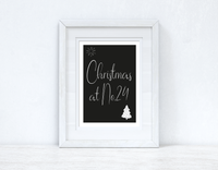 Personalised Christmas At No Black Background 2021 Winter Christmas Seasonal Wall Home Decor Print