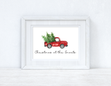 Personalised Christmas At The Surname Truck Winter Christmas Seasonal Wall Home Decor Print