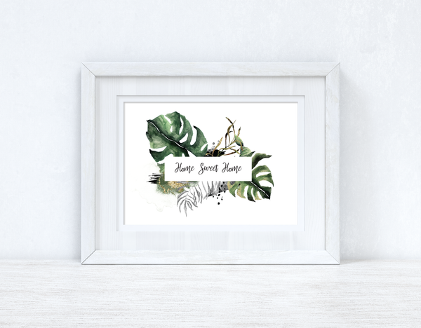 Custom Wording Watercolour Greenery Home Sweet Home Landscape Wreath Bedroom Home Kitchen Living Room Wall Decor Print