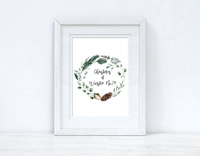 Personalised Custom Wording Christmas At Acorn Wreath Christmas Seasonal Wall Home Decor Print