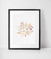 Dried Floral Cotton Bouquet 2022 Autumn Seasonal Wall Home Decor Print