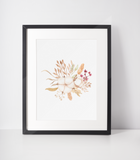 Dried Floral Cotton Bouquet 2022 Autumn Seasonal Wall Home Decor Print