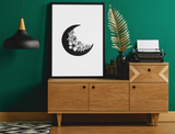 Floral Moon No.2 2022 Boho Hippie Simple Home Wall Decor Print