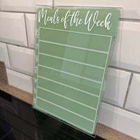 Meals Of The Week Menu Food Meal Planner Painted A4 Clear Acrylic Wipeable Sign With Drywipe Pen