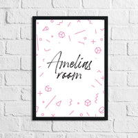 Personalised Pink Geometric Children's Room Wall Decor Print