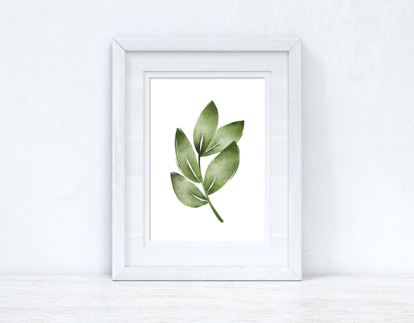 Greens Watercolour Leaves Bedroom Home Wall Decor Print