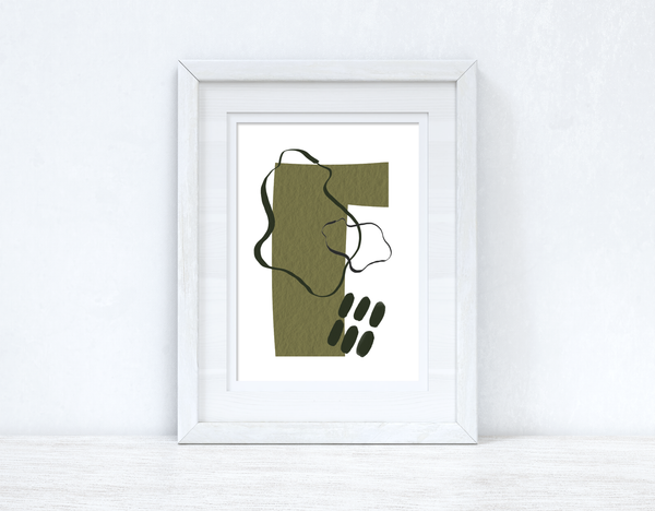 Greens & Black Abstract 5 Colour Shapes Home Wall Decor Print