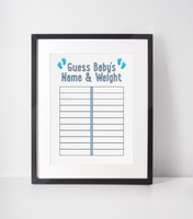 Personalised Guess Baby's Name & Weight Baby Shower Any Colour Decor Print