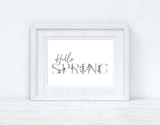 Hello Spring Landscape Greenery Grey Letters Spring Seasonal Wall Home Decor Print