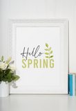 Hello Spring Green Foliage 2022 Spring Seasonal Wall Home Decor Print