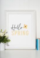 Hello Spring Yellow Floral Flower 2022 Spring Seasonal Wall Home Decor Print