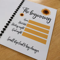 Binded Cute Sunflower Weight Loss & Diet Tracker Journal A4 Diary - Up To 1 Year Measurements Goals Weigh Ins + Lots MORE!