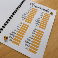 Binded Cute Sunflower Weight Loss & Diet Tracker Journal A4 Diary - Up To 1 Year Measurements Goals Weigh Ins + Lots MORE!