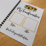 Binded Cute Sunflower Weight Loss & Diet Tracker Journal A4 Diary - Up To 1 Year Measurements Goals Weigh Ins + Lots MORE!