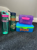 Personalised Name Set Of 2 School Water Bottle & Lunch Box Sticker Labels