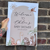 Personalised Boho Dinosaur Any Colour Wording Boho Dinosaur Baby Shower Baby Sprinkle Dino Party Birthday Decor Print