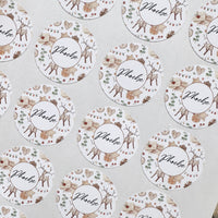 Sheet Of 24 Personalised Name Neutral Reindeer Christmas Present Stickers Gift Labels Christmas stickers