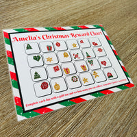 Personalised Name Christmas Reward Chart Santa Winter Christmas Seasonal Wall Home Decor Print - Laminated With Gold Stars