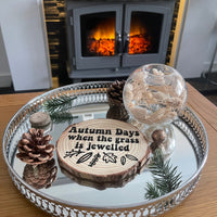 Custom Wording Autumn Seasonal Assorted Designs Wooden Log Disc