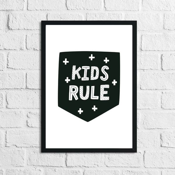 Scandinavian Kid's Rule Children's Nursery Bedroom Wall Decor Print