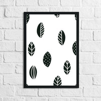 Scandinavian Leaves Pattern Children's Nursery Bedroom Wall Decor Print