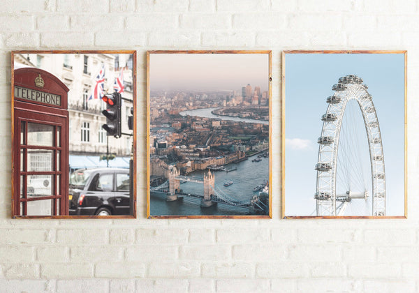 London Photography Room Simple Wall Decor 3 Print Set