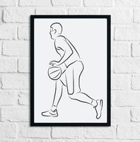 Basketball Star Line Art Home Decor Print