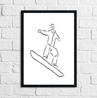 Snowboarding Adventure Hand Drawn Sketch Home Decor Print Active Lifestyle Wall Art