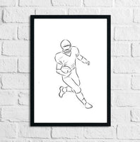 American Rugby Football Player Sketch Hand Drawn Home Decor Print