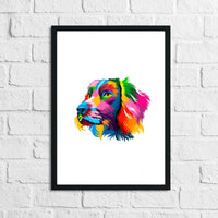 Abstract Spaniel Dog Head Portrait Multicoloured Paints Home Decor Print