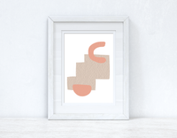 Peach Pink & Beige Abstract 5 Colour Shapes Home Wall Decor Print