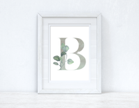 Personalised Grey Greenery Initial Spring Seasonal Wall Home Decor Print