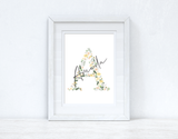 Personalised Spring Floral Initial & Name Spring Seasonal Wall Home Decor Print