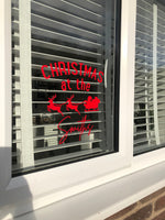 Personalised Christmas At The Surname Custom Reindeer Sleigh Santa Window Door Vinyl Christmas Sticker