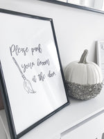 Please Park Your Broom At The Door Halloween Autumn Seasonal Wall Home Decor Print