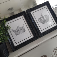 King & Queen Crown Couple Black Set Of 2 Bedroom Prints