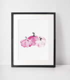 Pink Pumpkin Trio 2022 Autumn Seasonal Wall Home Decor Print