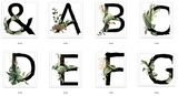 Watercolour Jungle Black Green Golds Personalised Alphabet Letter Bedroom Home Wall Decor Print