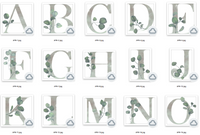 Personalised Grey Greenery Initial Spring Seasonal Wall Home Decor Print