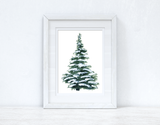 Snowy Christmas Tree 2021 Winter Christmas Seasonal Wall Home Decor Print