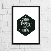 Scandinavian Think Happy Be Happy Children's Nursery Bedroom Wall Decor Print