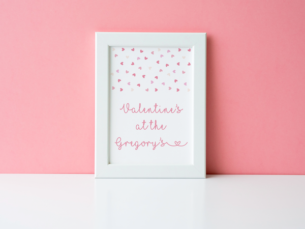 Personalised Valentine's At Surname Hearts Valentine's Day Home Wall Decor Print