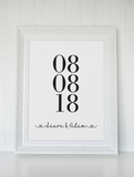 Personalised Anniversary Date With Names Valentine's Day Home Wall Decor Print