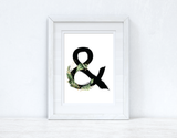 Watercolour Jungle Black Green Golds Personalised Alphabet Letter Bedroom Home Wall Decor Print