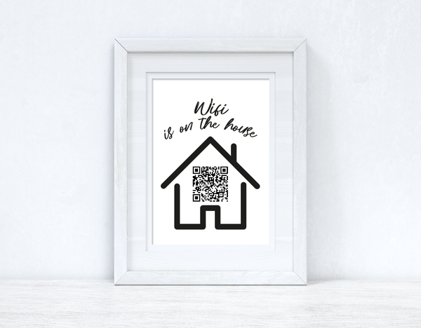 Personalised Wifi Is On The House Silhouette Wifi QR Scan Home Wall Decor Print